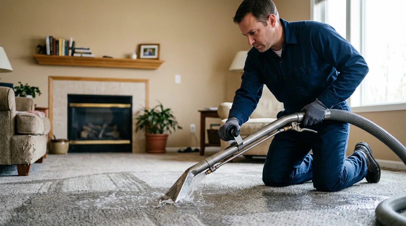 Water damage restoration technician working near Columbia Falls, ME
